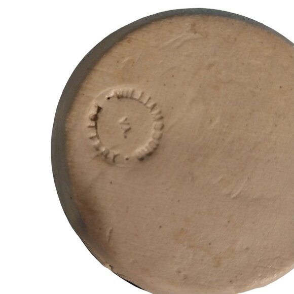 Salt Glaze Flower Frog Williamsburg Pottery Blue and Gray Jug Small Vintage - Picture 5 of 8